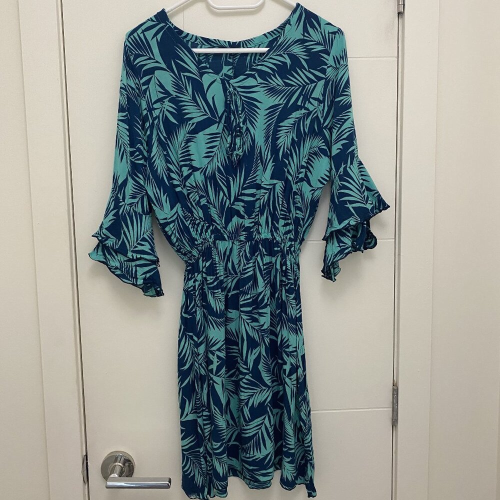 Green & Blue Leafy Dress - From Bali